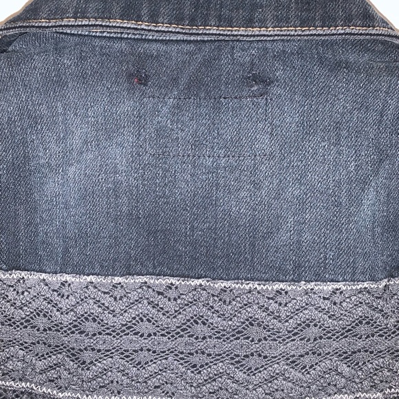 Current Elliott Sleeveless Denim Snap Front Jacket Vest With Lace Back - Picture 15 of 16